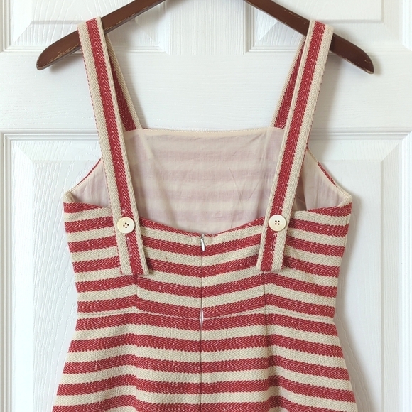 Design Lab Lord & Taylor Striped Woven Sleeveless Mini Sheath Dress Red Cream XS - Picture 11 of 13